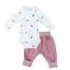 Baby Zweiteiler Wickelbody und Hose in lilac Schmetterlinge